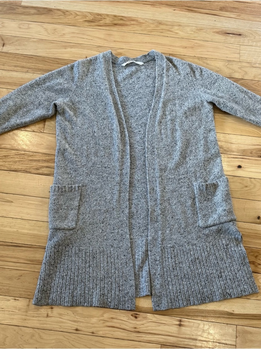 Athena Light Gray Open-Front Cardigan with Pockets XL